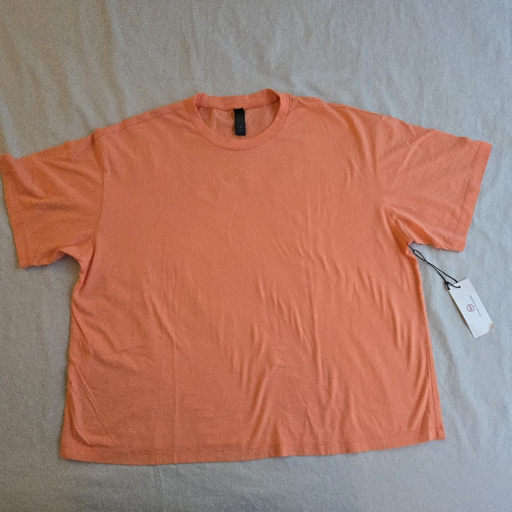 AG Adriano Goldschmied Coral Orange Boyfriend Boxy Fit Stretch Cotton Tshirt